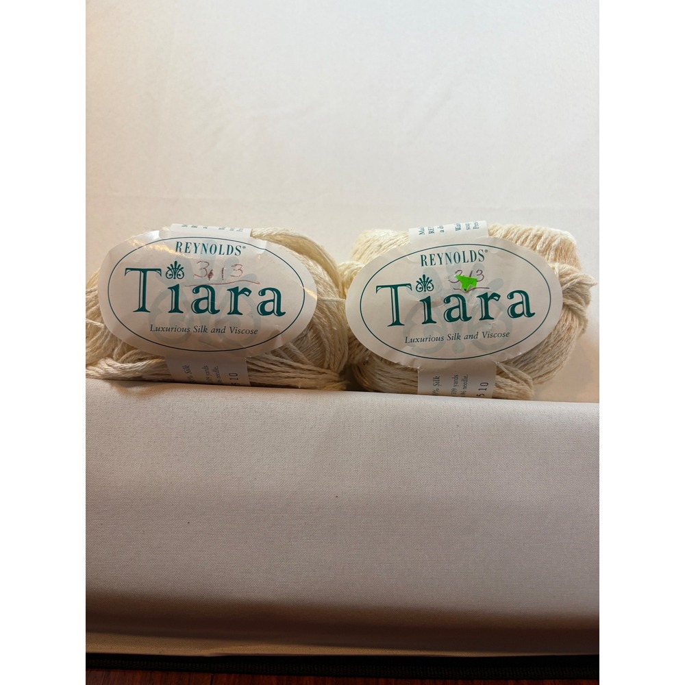 Reynolds Tiara Yarn 2 Skeins Color 19 Silk Viscose Blend Cream Made in Italy